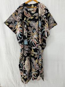 Colección de verano Caftán de algodón indio Estampado de bloque de mono Vestido corto largo informal para mujer Vestido de playa cómodo para la noche Cómodo - Product Image 4