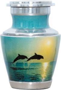 Urna de cremación de recuerdo de delfines bailando urna funeraria de token personalizada con personalización - Product Image 3