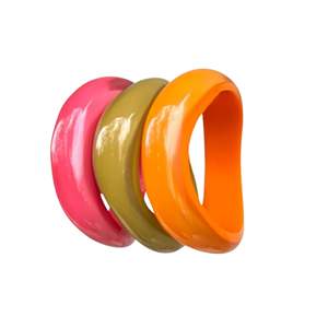 Bracelet en résine carrée épaisse de couleur verte orange de qualité supérieure, fait à la main, modèle peint à la main, bracelets faits à la main, lot Inde - Product Image 1