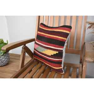 Multicolor Kilim Patchwork Wool Pillow 16x16 Inch Luxury Decorative Cushion Vintage <b>Fluffy</b> Leaves Pattern Portable <b>Bedding</b> - Product Image 3