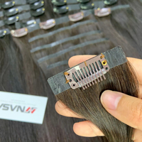 Extensiones de Cabello con Clip, 100% Cabello Virgen Vietnamita, Super Doble Trama, Calidad Premium, Color Negro y Marrón