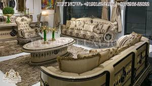 Juego de Sofás de Sala de Estar Estilo Palacio de Primera Calidad, Sofá de Madera de Teca Tallado a Mano con Herencia Real, Juego de Sofás de Madera de Teca con Corona Imperial, Reino Unido - Product Image 2