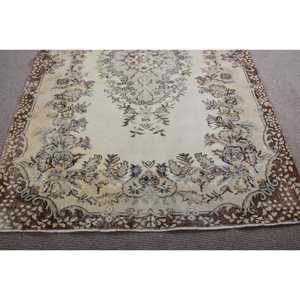 5,8x8,8 ft Rug, Turkish Vintage Large Rug, <b>Brown</b> <b>Wool</b> Rug - Product Image 5