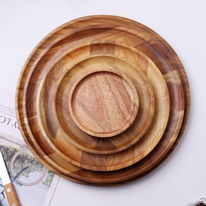 Plato Redondo de Madera de Acacia Moderna, Pulido, Duradero, para Comida Occidental, Desayuno, Pizza, Filete, Bandeja de Madera para el Hogar, Diseño Elegante - Product Image 4