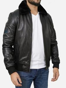 Blouson aviateur en toile en cuir de vache véritable sur mesure pour hommes avec motif de lettres vêtements d'hiver d'automne respirants - Product Image 3
