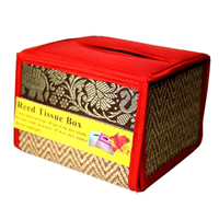 MATAVEE Coffret Cadeau d'Entreprise Personnalisé de Boîtes à Mouchoirs Carrées Tissées à la Main avec Impression Sérigraphique Créative - Emballage Textile de Bureau Multicolore