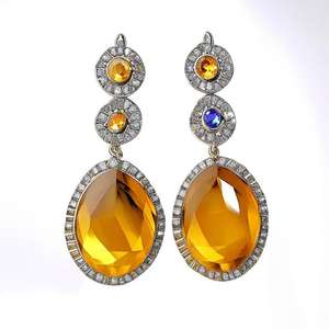 ต่างหูห้อยประดับพลอยสีเหลืองธรรมชาติ ดีไซน์เนอร์ทำมือ เงินแท้ 925 ชุบทอง แฟชั่นใหม่ทันสมัย - Product Image 5