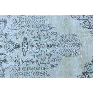 Alfombra Turca Redonda de 4.8x4.8 pies, Alfombra de Lana con Puntos Azules y Grises - Product Image 5