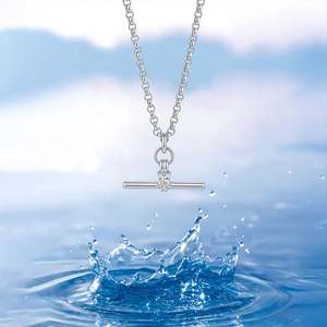 Collier à plusieurs rangs en forme de T avec pierre carrée - Style Jeulia Andy Argent - Product Image 3