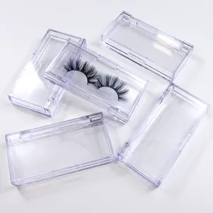 Clear Acryl Wimper Box Case Met Rhinestone 25Mm Mink Wimpers Custom Verpakking Private Label Lash Box Groothandel