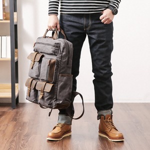 <b>Leather</b> Canvas Luxury <b>Backpack</b> Durable Lightweight Large Capacity Outdoor Travel School <b>Laptop</b> <b>Backpack</b> Factory Wholesale - Product Image 1