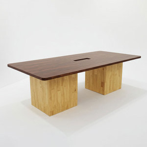 Contemporary Minimalist Rectangular Meeting <b>Table</b> 240x120cm with Rubber Wood Legs for Conference Room & Hotel (BH68008) - Product Image 1