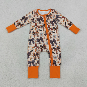 Body de Bebé para Niño con Estampado de Lazo, Cierre de Cremallera, Ribete Naranja, Algodón Suave y Transpirable, Ideal para el Verano - Product Image 2