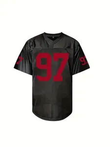 Maillot de football américain sublimé respirant grande taille à manches courtes coupe ample avec impression personnalisée du nom de l'équipe - Product Image 2