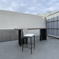 Ensemble de bar extérieur en acier inoxydable, ensemble de chaises de bar hautes pour hôtel, patio et piscine