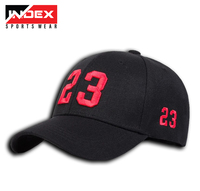 Gorra de Béisbol Negra INDEX SPORTSWEAR con Bordado Rojo 23, 6 Paneles, Ajustable, Unisex, Estilo Casual
