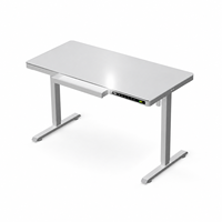Bureau debout réglable en métal à moteur unique avec commandes frontales et tiroir pour bureaux à domicile et postes de travail informatiques