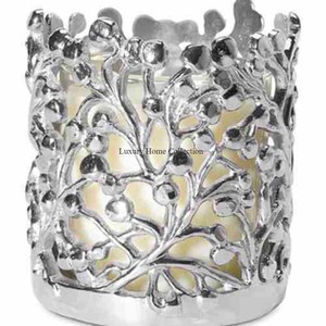 Portavelas hecho a mano de Metal de diseño lujoso niquelado plateado nuevo, tarros y soportes para velas de diseñador de mesa a bajo precio - Product Image 1