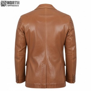 Chaqueta de bombardero de cuero genuino de buena calidad hecha en fábrica a precio barato para hombre, logotipo frontal teñido liso personalizado de invierno de calidad profesional - Product Image 2