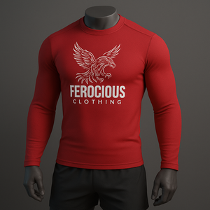 เสื้อกีฬาแขนยาวแบบรัดรูป ระบายเหงื่อได้ดี พิมพ์ลายดิจิทัล ผ้าถัก ลายโลโก้นกอินทรี แบรนด์ Custom Ferocious Clothing - Product Image 4