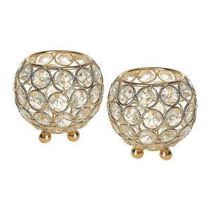 ชุดที่ใส่เทียนชาคริสตัลสีทองประกายใหม่ชุดที่วางเทียน2ชิ้นของตกแต่งบ้านสำนักงาน - Product Image 5