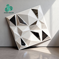AISEN DECOR Vente en gros Nouveaux carreaux décoratifs muraux en PET miroir doré 3D PVC Luxe Intérieur Plastique Panneaux muraux 3D texturés en PVC