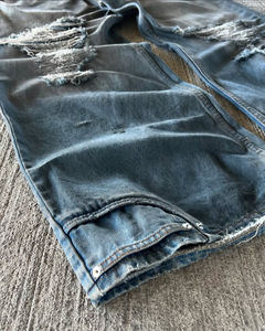 กางเกงยีนส์ขาบานสำหรับผู้ชาย, กางเกงยีนส์วินเทจทรงหลวมแนวฮิปฮอปกางเกงสเกตบอร์ดกางเกงเต้นสเก็ตบอร์ดกางเกงยีนส์ขาตรง - Product Image 3