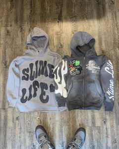 เสื้อมีฮู้ดผ้าคอตตอน100% ของผู้ชายเสื้อมีฮู้ดโอเวอร์ไซส์ผ้าคอตตอนซักมีซิปสำหรับผู้ชายโลโก้ออกแบบได้ตามต้องการ - Product Image 2