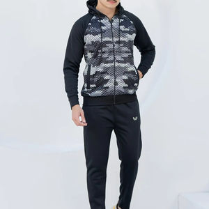 Sweats à fermeture éclair pour hommes 100% coton de haute qualité survêtements à capuche à fermeture éclair réguliers avec impression Streetwear Jogging - Product Image 1