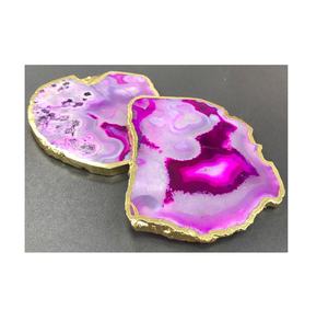 New 2023 Design Tableware Accessories Agate <b>Coaster</b> With <b>Gold</b> Electroplated Agate Slice at Wholesale Price with Premium Quality - Product Image 1