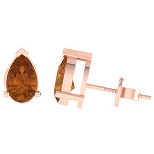 ต่างหูเงินแท้ชุบทองคำขาว/ทองคำ/ทองคำชมพู ประดับพลอยซิทรินทรงลูกแพร์ (พลอยประจำเดือนพฤศจิกายน) - Product Image 1