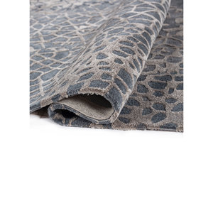 Alfombra Rectangular Mythos Azul con Patrón Geométrico de Lana y Viscosa, Hecha a Mano, 9x12, para Sala de Estar, Entrada o Dormitorio - Product Image 2