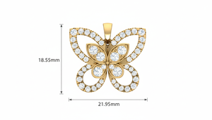 Colgante de Mariposa Clásico de Oro de 14K con Diamante Natural para Mujer, Uso Diario |   Adornos Narang - Product Image 2