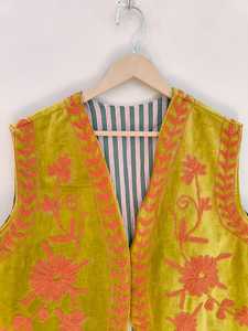 Handmade Velvet Bomber <b>Jacket</b> with Embroidered Suzani Pattern Reversible Breathable Eco-Friendly Winter <b>Short</b> <b>Sleeve</b> - Product Image 2