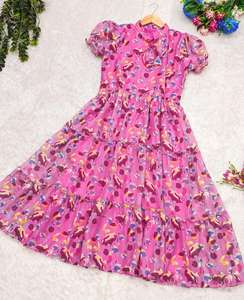 Vestido Maxi bohemio de primera calidad para mujer, elegante estampado Floral, línea A, manga abullonada, diseño escalonado, cintura Imperio, verano ligero - Product Image 5