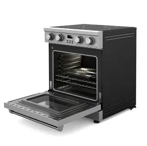 全新不锈钢30英寸专业多功能4板电炉带烤箱