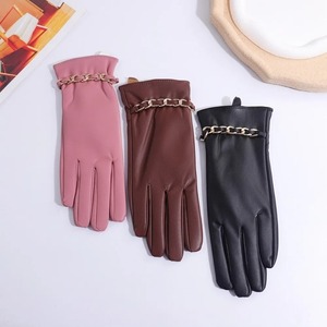 1 paire de gants d'hiver épais de haute qualité, doublés de polaire, imperméables, en cuir, couleur unie, gants chauds pour le cyclisme, hiver - Product Image 3