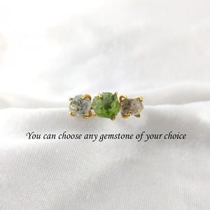 Trois Pierre Prong Réglage Herkimer Diamant Rose Quartz Anneau Pierre De Naissance Naturelle Anneaux Bruts En Vrac 925 Argent - Product Image 3