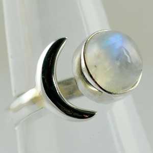 Anillo de Plata de Ley 925 con Piedra Lunar Arcoíris, Hecho a Mano, con Incrustaciones, Estilo Boho, Joyería de Piedra de Nacimiento de Junio, Regalo Perfecto - Product Image 4