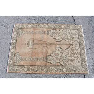 Classique Beige traditionnel 2.7 X 3.8ft Vintage tapis turc Patchwork motif laine Latex support Rectangle couloir Style 10mm - Product Image 4