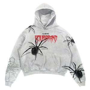เสื้อฮู้ดพิมพ์ลายฟองสไตล์สตรีทแวร์สำหรับทุกเพศ500gsm มีฮู้ดกรดฮาโลวีนที่มีคุณภาพสูงปรับแต่งได้ตามต้องการขนาดพลัสไซส์ - Product Image 3