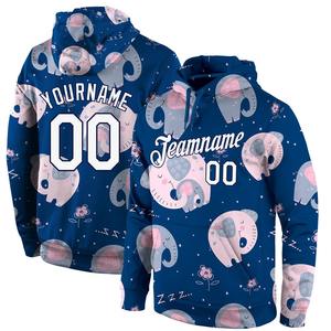 Custom Stitched Graffiti Pattern White-Navy 3D Elephant Sports Pullover Sudadera con capucha - Product Image 1