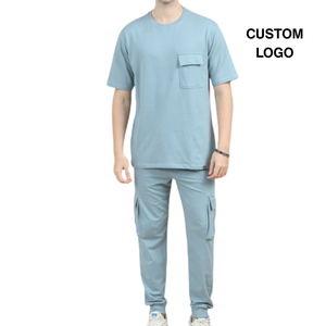 Ensembles de cordons Deux pièces en coton de qualité supérieure pour hommes, tenue décontractée douce et respirante Fabricant OEM pour commandes en gros - Product Image 1