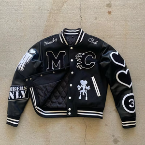 Patch Embroidery <b>Men</b> College Custom Baseball <b>Bomber</b> Letterman Crop Leather Sleeve <b>Varsity</b> <b>Jacket</b> College Baseball <b>jacket</b> for <b>men</b> - Product Image 5