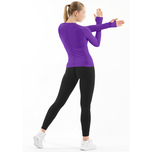 Camiseta Deportiva de Manga Larga para Mujer, Cómoda y Transpirable, Cuello Redondo, Top de Yoga, Puños Elásticos, Secado Rápido, Ropa Deportiva - Product Image 6