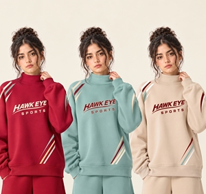 Sudadera de cuello alto personalizada con bordado, de algodón suave, estilo streetwear, jersey oversize de forro polar para mujer - Product Image 1