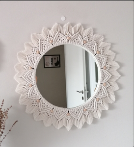 Decorative Wall <b>Mirror</b> <b>Makeup</b> <b>Mirror</b> Floor Hanging Wall Decorative <b>Mirror</b> With Boho Fringe - Product Image 1