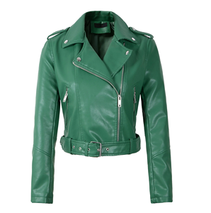 Nouvelle veste longue en cuir pour femmes à la mode sans capuche veste en cuir pour femmes avec fermeture éclair personnalisée et respirante - Product Image 5