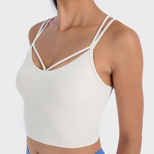 Sujetador Deportivo para Mujer XW-DAW017, Alta Elasticidad, Transpirable, para Otoño e Invierno, Yoga, Anti-Impactos, Tirantes Cruzados, Soporte Medio, Frente - Product Image 6