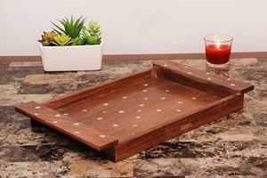 Bandeja de servicio personalizada de madera de acacia, respetuosa con el medio ambiente y segura para alimentos para el hogar y hoteles, vajilla decorativa de cocina multiusos - Product Image 4